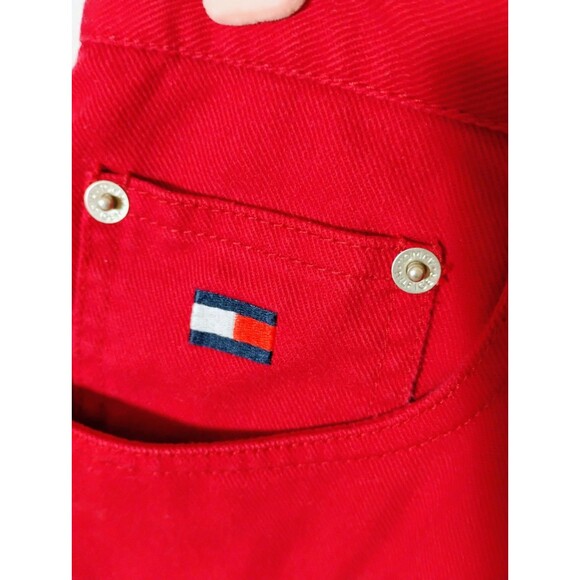 Vintage 90s Tommy Hilfiger Red Denim High Waist Shorts Size 12‎ EUC - Picture 3 of 6